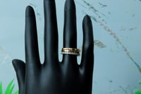 دبل تصميم الماسي ثلاثي ملون ذهب عيار 18