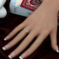 دبل تصميم الماسي ثلاثي ملون ذهب عيار 18