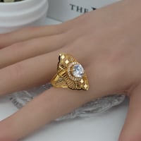 خاتم ذهب كبير عيار 21 شرقي بتصميم الماسي وزن 3,5 ج...