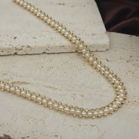 عقد ناعم بالؤلؤ الزراعي الطبيعي المزين بحبات ذهبية...