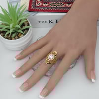 خاتم ذهب كبير عيار 21 شرقي بتصميم الماسي وزن 3,5 ج...