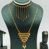 طقم ذهب ملكي عيار 21 وزن 16.10 جرام بتصميم مزدوج م...