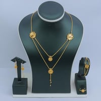 طقم ذهب عيار 21 دورين بتصميم ورد عصرى وزن 19.28 جر...