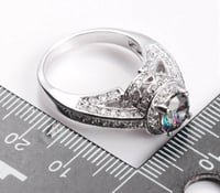 خاتم نسائي مطلي بالفضة ومزين بالزركون مقاس 7.25 أم...