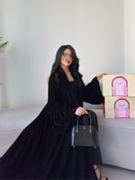 مخمل لون اسود مع مخمل مكسر لون اسود كلوش كويتي