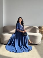 كريب مغسول بحري الأكمام دانتيل