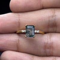 خاتم من حجر العقيق العشبي الطبيعي فضة ٩٢٥