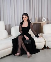 فستان اسور باكمام راقيه قماش باربي