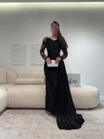 فستان سهرة دانتيل مع كرنكل لمعة