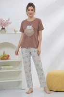 بجامة نوم قطعتين بأكمام قصيرة و بنطلون بنقشة الدبب...