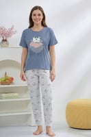 بجامة نوم قطعتين بأكمام قصيرة و بنطلون بنقشة الدبب...