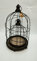 Iron cage 2 pieces black round wooden base