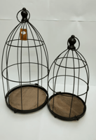 Iron cage 2 pieces black round wooden base