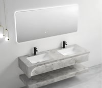 مغسلة رخام فاخر بمقاس 120 سم مع مرآة LED بإضاءة خل...