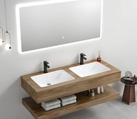 مغسلة رخام صناعي خشبي حوضين مقاس 160 سم