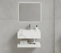 مغسلة رخام مودرن مع مرآة LED وتخزين فاخر – مقاس 60...