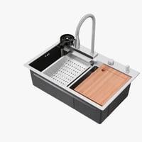 حوض مجلى متكامل لون Silver مقاس 46*75 مع خلاط وشلا...