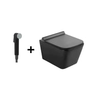 طقم مرحاض جداري مربع مع شطاف أسود أنيق هدية