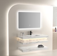 مغسلة حمام أنيقة مصنوعة من رخام صناعي (فيتا) مع مر...