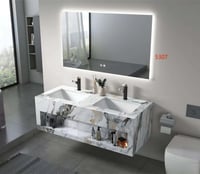 مغسلة حمام مزدوجة رخام صناعي مودرن 140 سم – موديل...