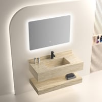 مغسلة حمام أنيقة مصنوعة من رخام صناعي (فيتا) مع مر...