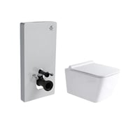طقم مرحاض جداري مربع مع سيفون مخفي فيتا ابيض
