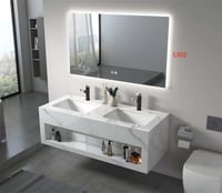 مغسلة حمام مزدوجة رخام صناعي مودرن 140 سم – موديل...