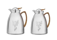 طقم ترامس بلص غزال فضي لامع يد خشبي 1L/0.7L