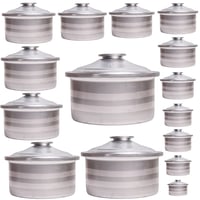 طقم قدور أبو تاج الهندي مخطط 15 مقاس