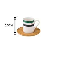 طقم فناجين قهوة بورسلان – 6 أشخاص مع صحن خشب
