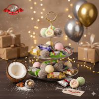 كرات ويفر مغطاة بجوز الهند ومحشوة باللوز وكريمة ال...