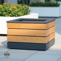 مركن زرع للأشجار كبير فيبر وخشب سويدي