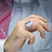 خاتم فضة عيار 950 عقيق يماني شجراني