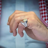 خاتم فضة عقيق يماني طحلبي