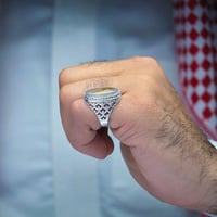 خاتم فضة عقيق يماني مزهر