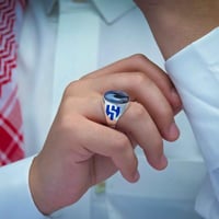 خاتم فضة عقيق يماني مزهر مصور