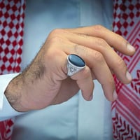 خاتم كلاسيكي عقيق يماني اسود