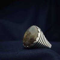 خاتم فضة عقيق يماني طحلبي