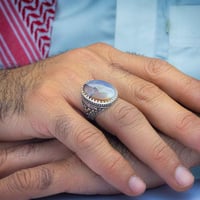 خاتم تراثي عقيق يماني مزهر نادر