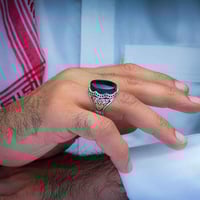 خاتم كلاسيكي عقيق يماني اسود