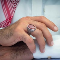 خاتم فضة عقيق يماني احمر