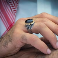 خاتم فضة عقيق يماني اسود