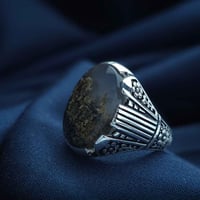 خاتم فضة عقيق يماني طحلبي