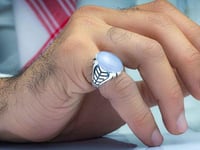 خاتم فضة عقيق يماني سماوي