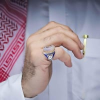 خاتم فضة عقيق يماني مزهر