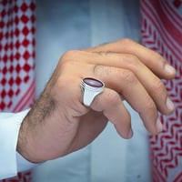 خاتم فضة عقيق يماني كبدي