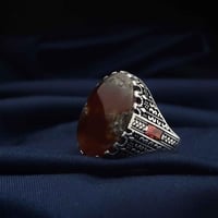 خاتم فضة عقيق يماني طحلبي