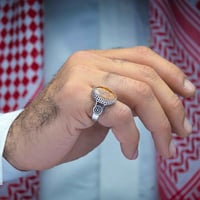 خاتم فضة عقيق يماني شعب مرجانية