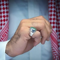 خاتم فضة عقيق يماني اخضر
