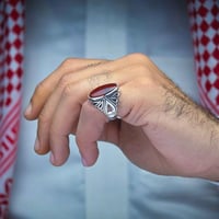 خاتم فضة عقيق يماني كبدي